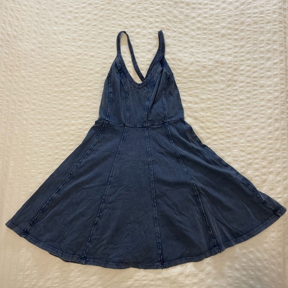 BDG Urban Outfitters blue distressed fit and flair mini dress - Picture 3 of 5